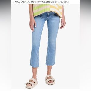 Paige maternity Colette crop flare jeans - folk distressed wash size 31